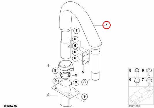 Supporto a destra OEM 54617001422 per BMW E52 (Z8). BMW originale.