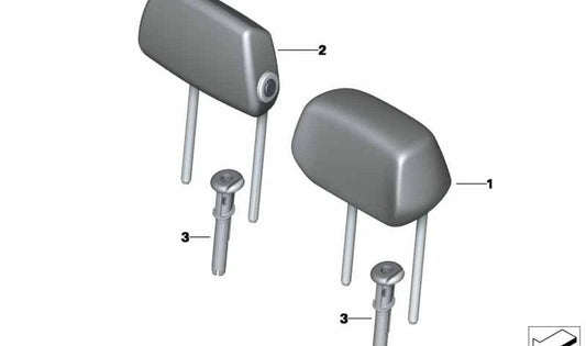 OEM 52208070058 Aretos de cabeça de couro traseiro para BMW F20, F21, F22, F30, F31. BMW original.
