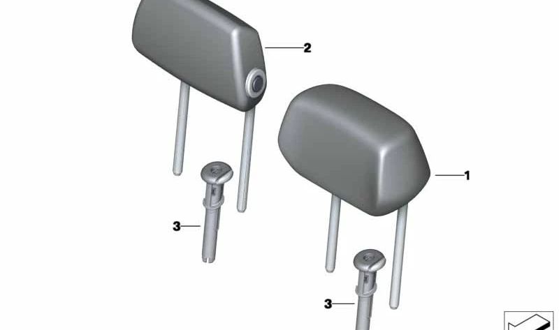 Reposacabezas trasero en Alcantara OEM 52208055010 para BMW F20, F21, F22, F30, F31. Original BMW.