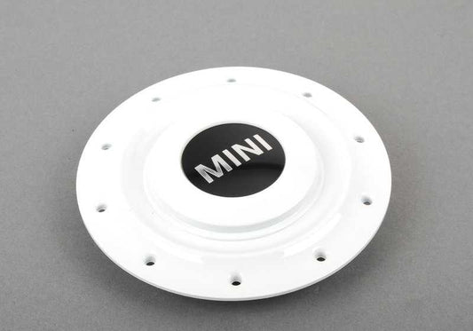 Cubierta de cubo blanco OEM 36131512573 para MINI R50, R53, Cabrio R52. Original MINI.