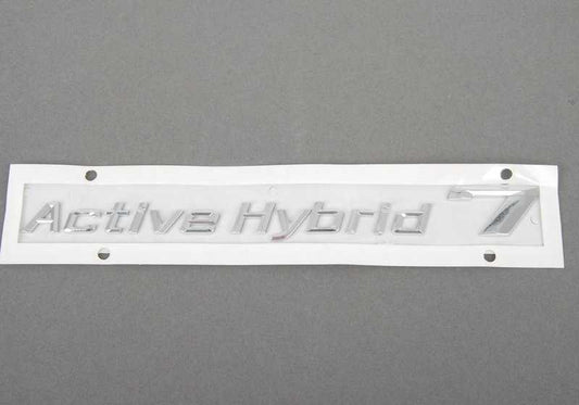 Emblema lateral "Active Hybrid" OEM 51147346554 para BMW F01 y F02 (modelos Hybrid). Original BMW.