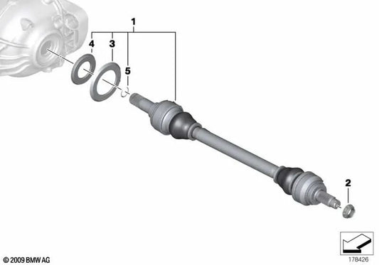 Eixo de transmissão esquerdo para BMW Série 5 F10, F11, F10N, F11N (OEM 33207614289). BMW originais.