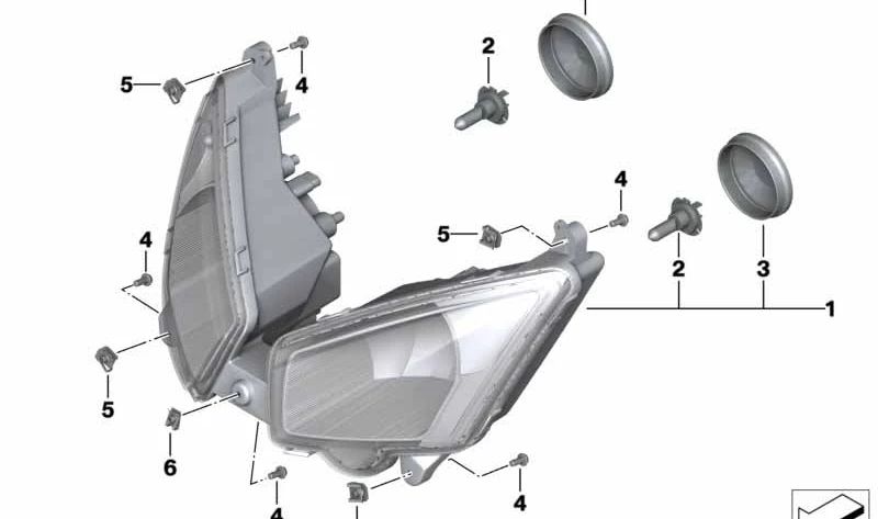 Faro delantero OEM 63128557211 para motos BMW C evolution (K17). Original BMW Motorrad.