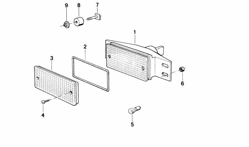 Tulipa derecha de intermitente OEM 63131376874 para BMW E30. Compatible con múltiples versiones del Serie 3 E30. Pieza original BMW.