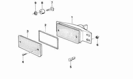 Tulipa derecha de intermitente OEM 63131376874 para BMW E30. Compatible con múltiples versiones del Serie 3 E30. Pieza original BMW.