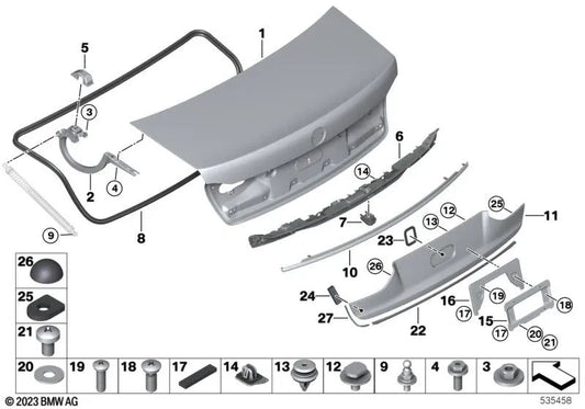 Tailgate Handle for BMW 7 Series G11N, G12N (OEM 51137485267). Original BMW.