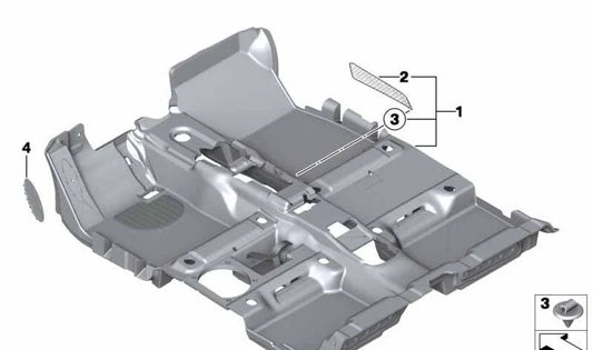 Revestimiento suelo interior OEM 51479812850 para MINI R60, R61, R6, F54, F55, F56, F57, F60, F66. Original MINI.