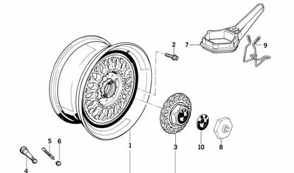 Tapa de buje OEM 36131180115 para BMW E34, E24, E32. Original BMW.