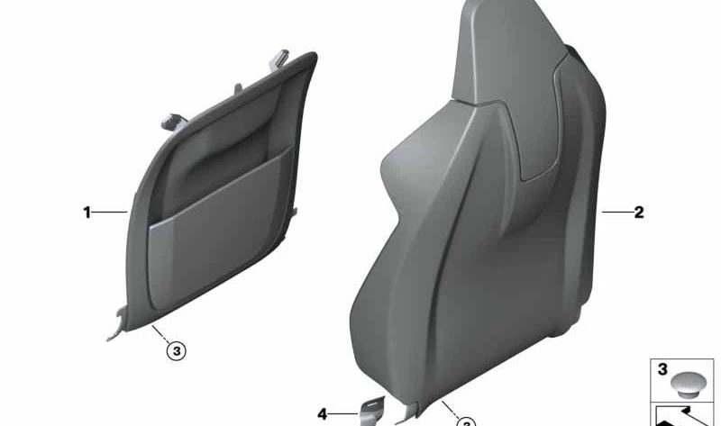 Respaldo base asiento OEM 52108497332 para BMW G16. Original BMW.