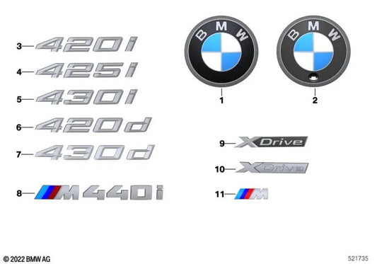 Schriftzug pour la série BMW 4 G26 (OEM 51145A326F4). BMW d'origine