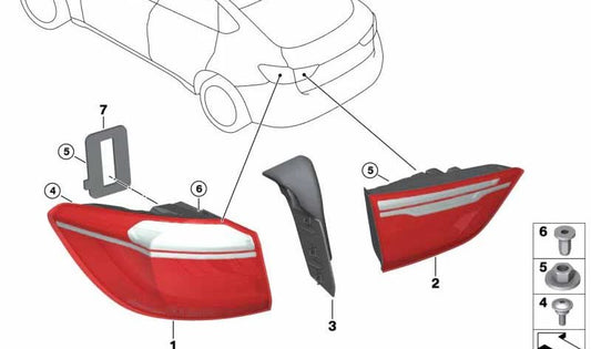 Piloto trasero izquierdo maletero OEM 63217438827 para BMW F16, F86. Original BMW.