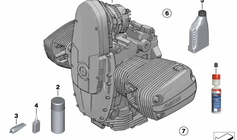 Juego de reparación para cambio de aceite OEM 11001341616 para motos BMW R1100GS, R1150GS, R850R, R1100RT... y más. Original BMW Motorrad.