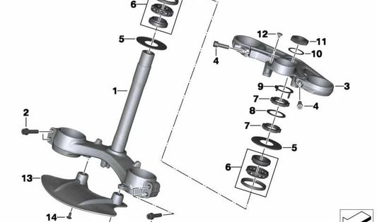 Puente de horquilla superior OEM 31428526854 para BMW Motorrad S 1000 RR (K46). Original BMW Motorrad.