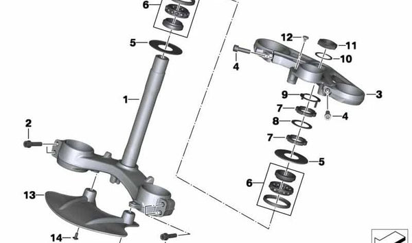 Cubierta de puente de horquilla delantera OEM 46638546439 para motos BMW S 1000 RR (K46) 2014–2018. Original BMW Motorrad.