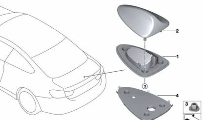 Antenne de logement vide du coffre imprimé pour BMW E88, F23, E93, F33, F83, F23N, E93N, F33N, F83N (OEM 65209121674). BMW d'origine