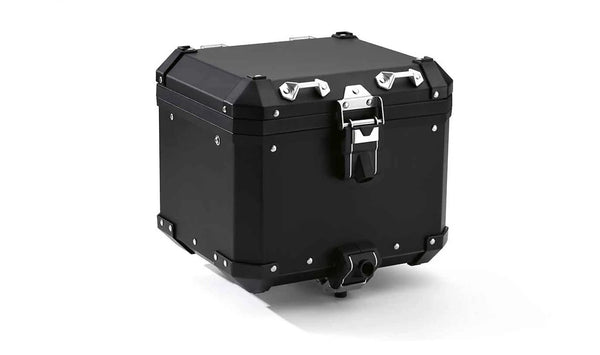 Topcase de aluminio OEM 77432472170 para BMW Motorrad R1250GS, R1250GS Adventure, F850GS, F750GS, F850GS Adventure. Baúl trasero original BMW resistente, ideal para viajes largos.