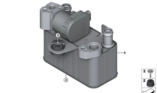 Enfriador (chiller) OEM 64505A629F5 para BMW Serie 5 G60 y G61 {i5 M60 xDrive, i5 eDrive40, i5 xDrive40}. Modelos desde 07/2023 en adelante. Original BMW.