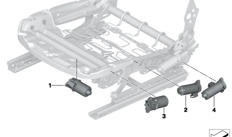 Accionamiento de ajuste de altura del asiento derecho para BMW Serie 1 F20, F21, Serie 2 F22, F23, F87, Serie 3 F30, F31, F34, F35, F80, Serie 4 F32, F36, F82 (OEM 52107328697). Original BMW