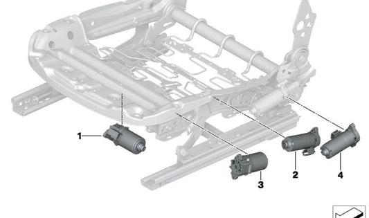 Motor de ajuste de altura del asiento izquierdo OEM 52107403151 para BMW i8 (I12) modelos compatibles. Original BMW.