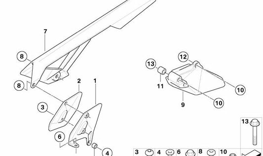 Tornillo de cabeza avellanada M6X25 OEM 27727697038 para motos BMW G 650 X K15 (2006–2009). Original BMW Motorrad.