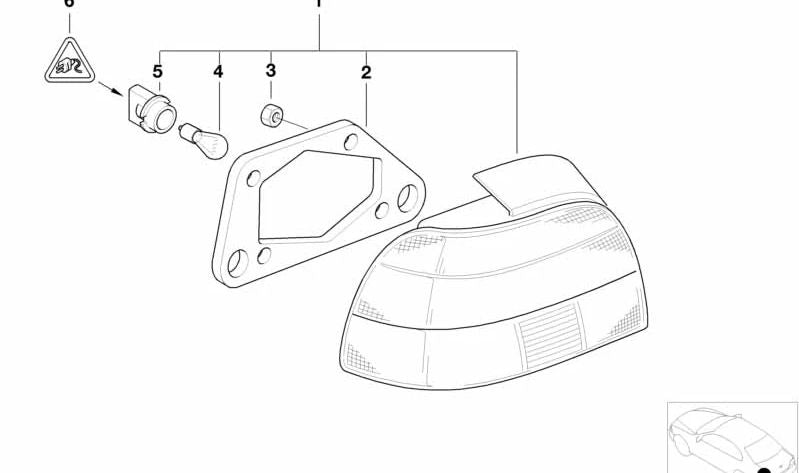 Conector eléctrico 6 pines OEM 61136984758 para BMW E81, E87, E90, E91, E92, E93, E39, E60, E61, E53, E70, E71, E72, E85, E86 y MINI R56, R57. Original BMW y MINI.