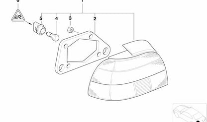 Junta de faro trasero derecho OEM 63216911696 para BMW E39. Pieza original BMW.