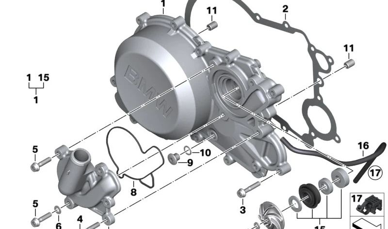 Junta tapa embrague OEM 11138562759 para BMW Motorrad G 310 R (2016–2026), G 310 GS (2017–2025), G 310 RR (2022–2026). Original BMW Motorrad.