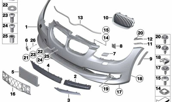 Rejilla derecha cerrada OEM 51117227948 para BMW E92, E93. Pieza original BMW.