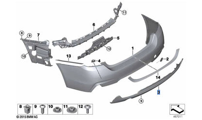 M Performance Blenden Parachoques doble salida para BMW F32, F33, F36 (OEM 51128077093). Original BMW