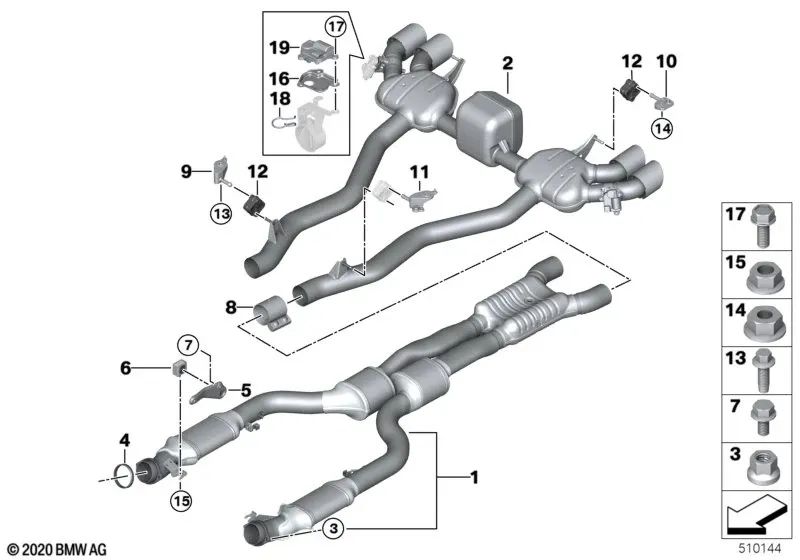 Transmission Mount for BMW F20N, F21N, F22, F22N, F23, F23N, F30N, F31N, F34N, F35N, F32, F32N, F33, F33N, F36, F36N, F90N, F91, F92, F93, F95, F96 (OEM 18208631946). Genuine BMW.