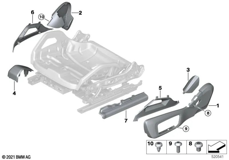 Coperchio di sicurezza sinistro per BMW 3 G80 Series, G81, serie 4 G82, G83, 5 F90N, serie 8 F91, F92, F93, G14, G15, G16 (OEM 52107493659). BMW originale