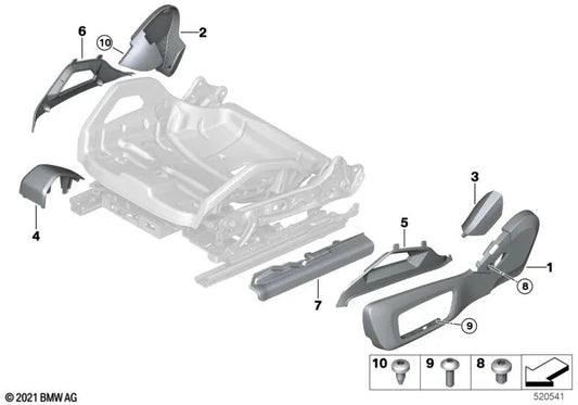 Linker Sitzabdeckung für BMW 3 G80 -Serie, G81, Serie 4 G82, G83, 5 F90N -Serie, Serie 8 F91, F92, F93, G14, G15, G16 (OEM 52107493659). Original BMW