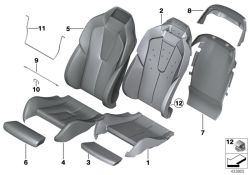 Pieza de gomaespuma respaldo asiento delantero OEM 52108055502 para BMW F06, F12, F13, M6. Original BMW.