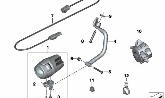 Faro auxiliar LED OEM 63178546161 para BMW Motorrad R1200GS, R1250GS, K1600GT, K1600GTL, F850GS, F750GS, RnineT, S1000XR. Luz adicional original BMW para mejor visibilidad y seguridad.
