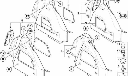 Tapa de revestimiento maletero derecho OEM 51477138430 para MINI R56, R56 LCI. Original MINI.