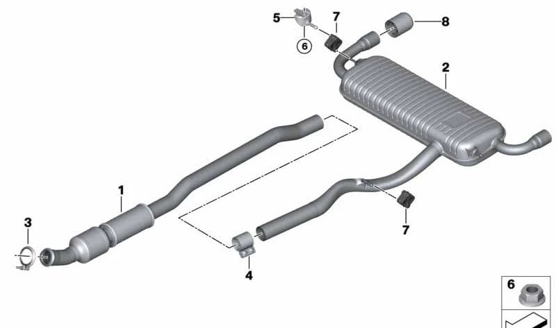Silencioso trasero OEM 18308685852 para BMW F39. Original BMW.