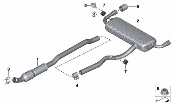 Silencioso trasero OEM 18308685852 para BMW F39. Original BMW.