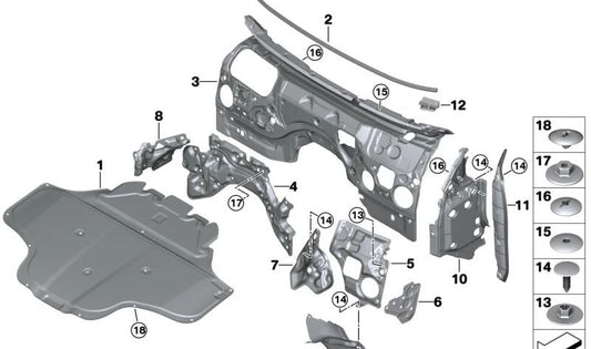 Sound insulation interior bulkhead left for BMW G60, G61, G68, G90, G70 (OEM 51489423311). Original BMW