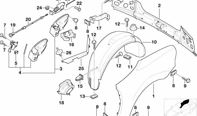 Innenabdeckung rechts Rad OEM 51718400108 für BMW Z3 {E36 Z3 1,9, 2,0, 2,2i} Alle Modelle 1998-2002. Original BMW.