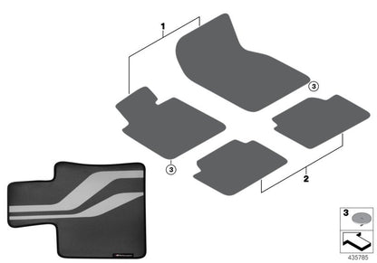 Carpete frontal M Performance OEM 51472365218 Para BMW F10, F10N, F11, F11N. Jogo BMW original, design esportivo e ajuste perfeito para dirigir correto (RHD).