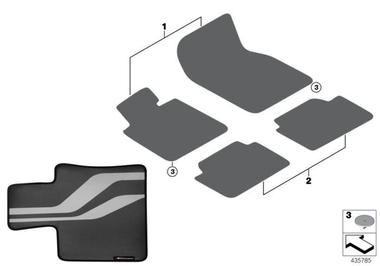 Alfombrillas delanteras M Performance OEM 51472365218 para BMW F10, F10N, F11, F11N. Juego original BMW, diseño deportivo y ajuste perfecto para conducción a la derecha (RHD).
