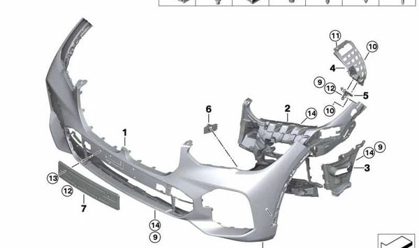 Soporte para faro antiniebla derecho OEM 51118069228 para BMW G05, G06. Original BMW.