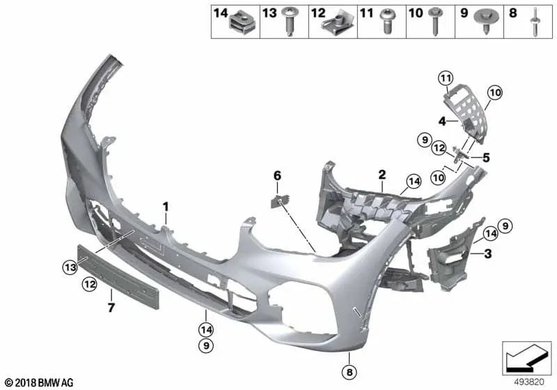 Front license plate holder for BMW X5 G05 (OEM 51118069220). Original BMW.