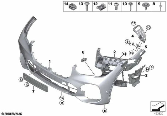Front license plate holder for BMW X5 G05 (OEM 51118069220). Original BMW.