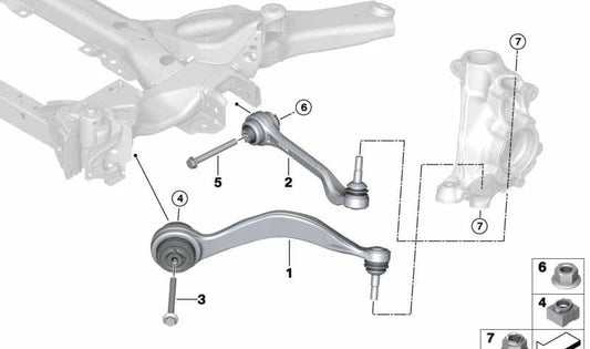 Braço de suspensão dianteiro esquerdo OEM 31106895241 para BMW G26, G26 Gran Coupe. BMW originais.