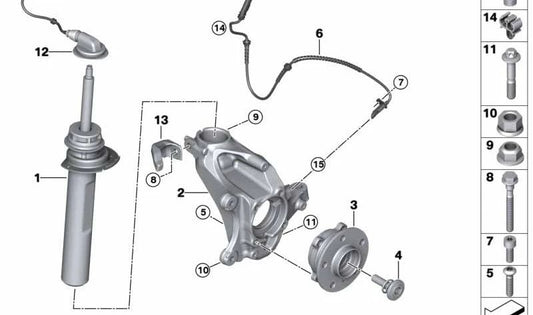 Shrope avant droit pour la série BMW 2 F46, F46N (OEM 37106857198). BMW d'origine
