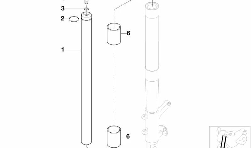 Tubo de suspensión OEM 31422311985 para BMW Motorrad R1100GS, R1100R, R1100RS, R1100RT, R1100S, R850C, R850GS, R850R, R850RT, R1200C... y más. Original BMW Motorrad.