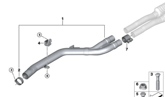 Tube intermédiaire OEM 18308744800 pour BMW G16 840i et 840i XDrive (GV21, GV22, GV23, GV41, GV43) du 07/2019 à 06/2026. BMW d'origine.