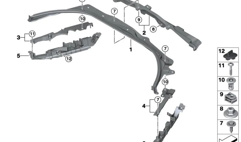 Parte inferior del frontal OEM 51719498299 para BMW G60, G61, G70, G90, G99. Pieza original BMW.