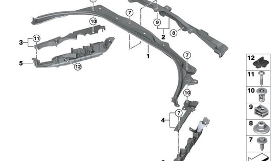 Revestimiento frontal superior OEM 51719498300 para BMW G60, G61, G90, G70. Pieza original BMW.